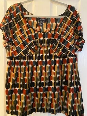 Max Edition Multicolor Geometric Print Tunic - Rust, Olive, Teal, Black, Cream